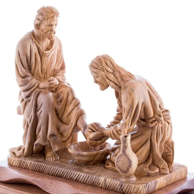 Jesus Christ  Washing The Feet Masterpiece, 10.6 Olive Wood Carving