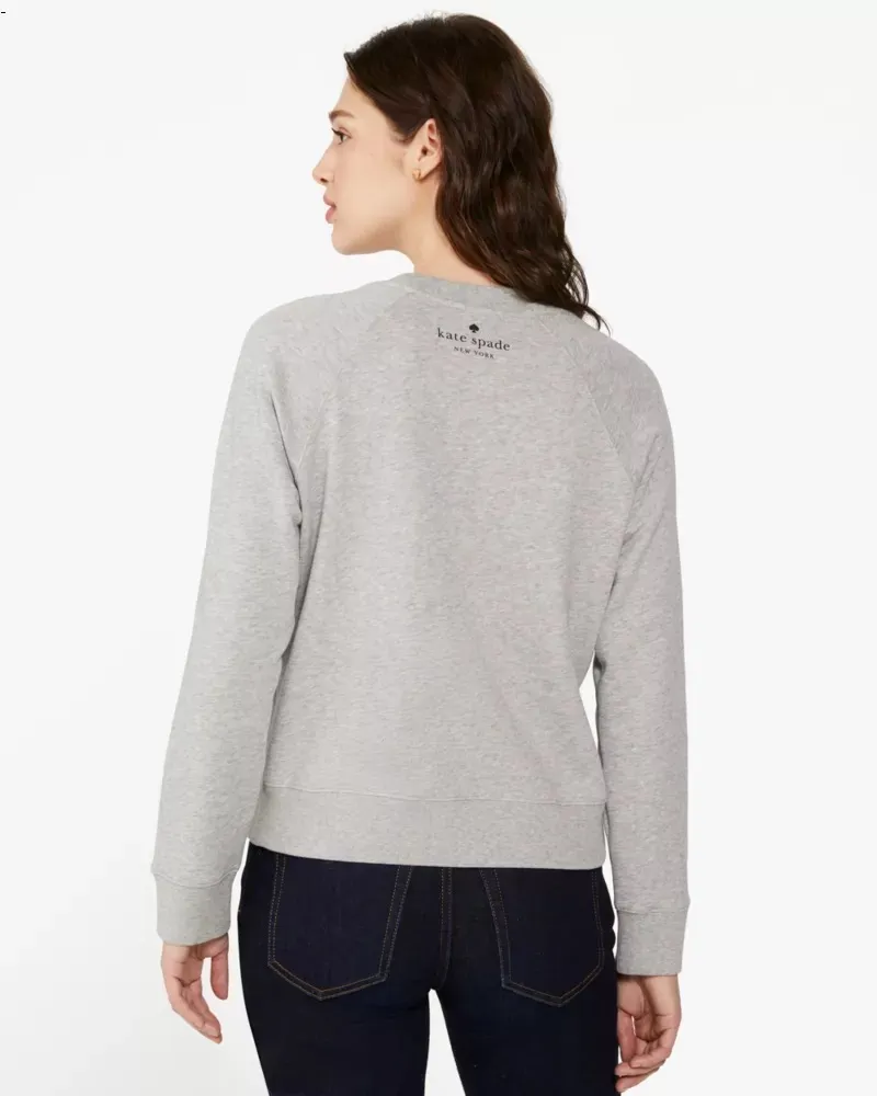 Kate Spade New York Crew Neck Unisex Cotton Sweatshirt with Long Sleeves - Outlet