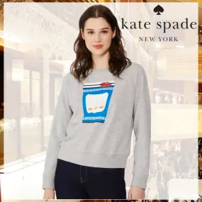 Kate Spade New York Crew Neck Unisex Cotton Sweatshirt with Long Sleeves - Outlet