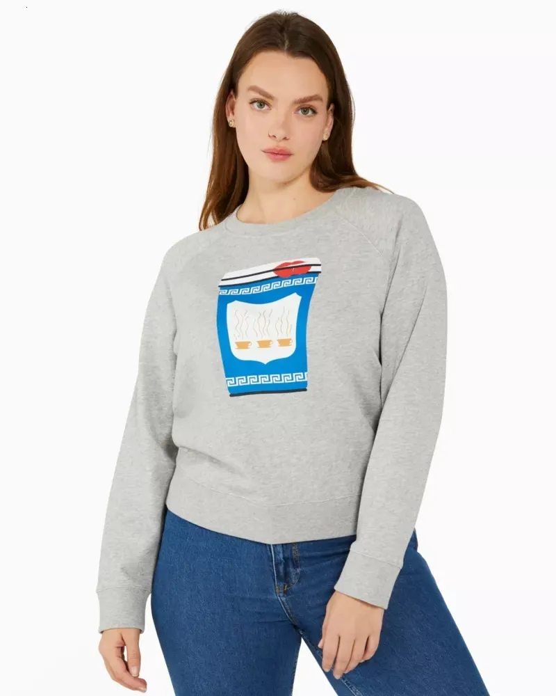 Kate Spade New York Crew Neck Unisex Cotton Sweatshirt with Long Sleeves - Outlet