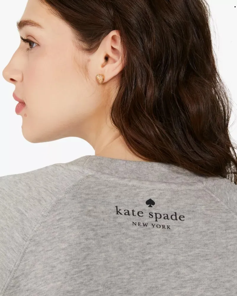 Kate Spade New York Crew Neck Unisex Cotton Sweatshirt with Long Sleeves - Outlet