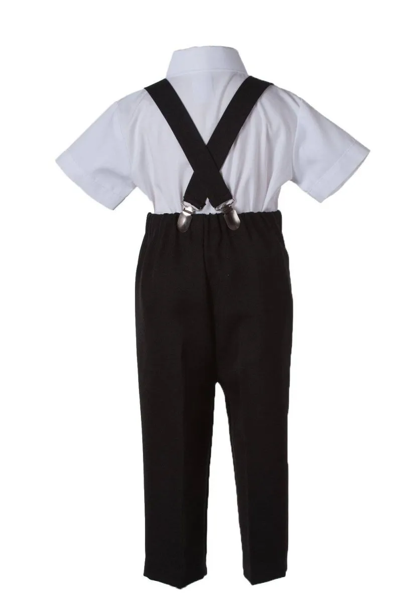 Kids Colorful Suspender Pant Set with Short Sleeve and Pageboy Cap