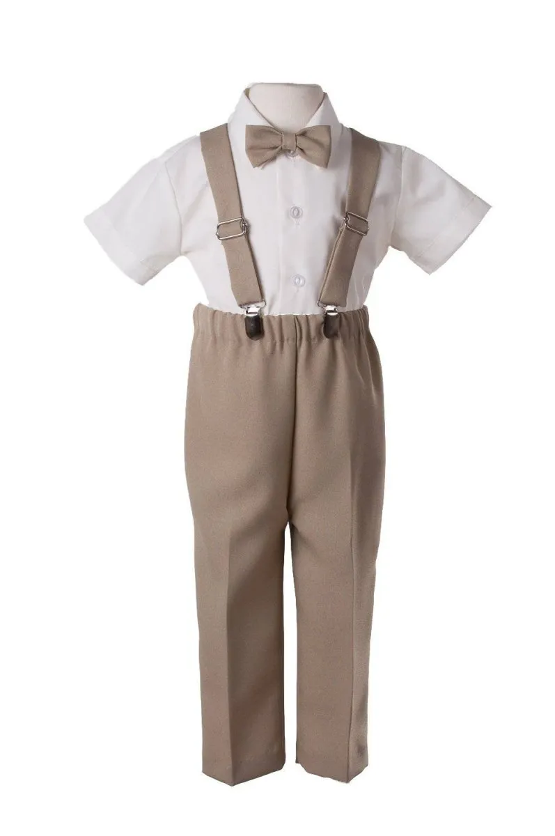 Kids Colorful Suspender Pant Set with Short Sleeve and Pageboy Cap