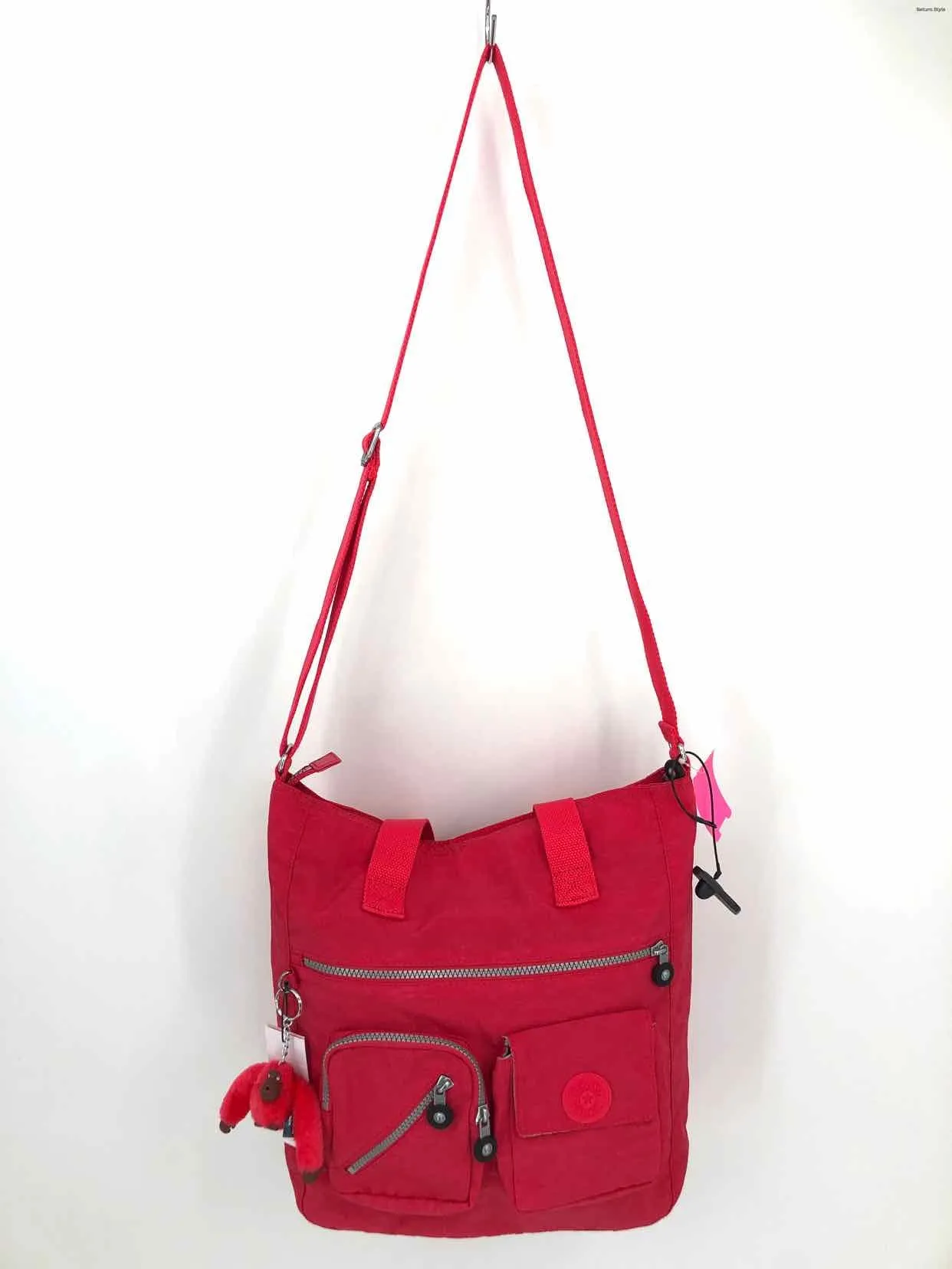 KIPLING Red Nylon Has Tag Tote 14.5 3.5 15 Purse