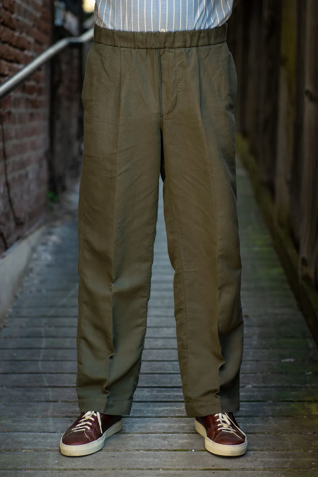 Knickerbocker Park Cotton Linen Olive Pants