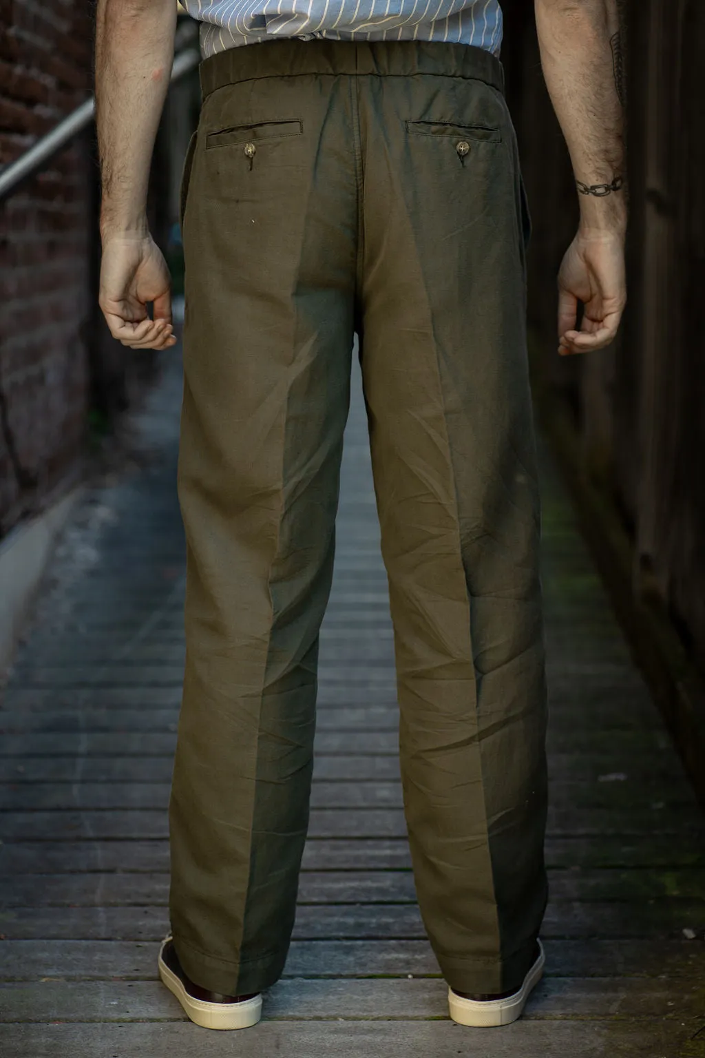 Knickerbocker Park Cotton Linen Olive Pants