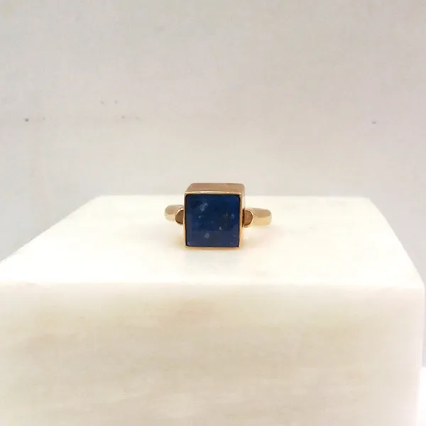 Lapiz Lazuli and White Topaz Flip Ring