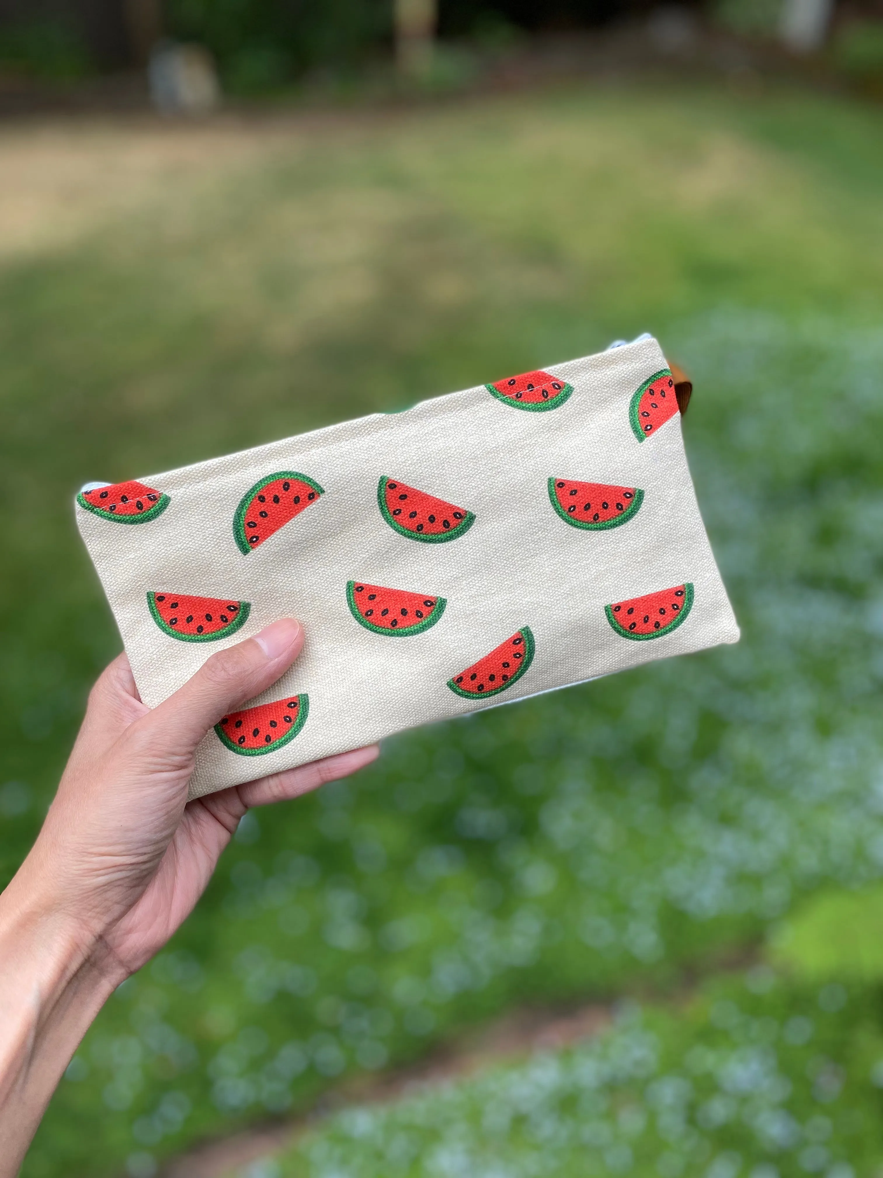 Large Handmade Cute Make Up/ Pencil Pouch with Wrist Strap