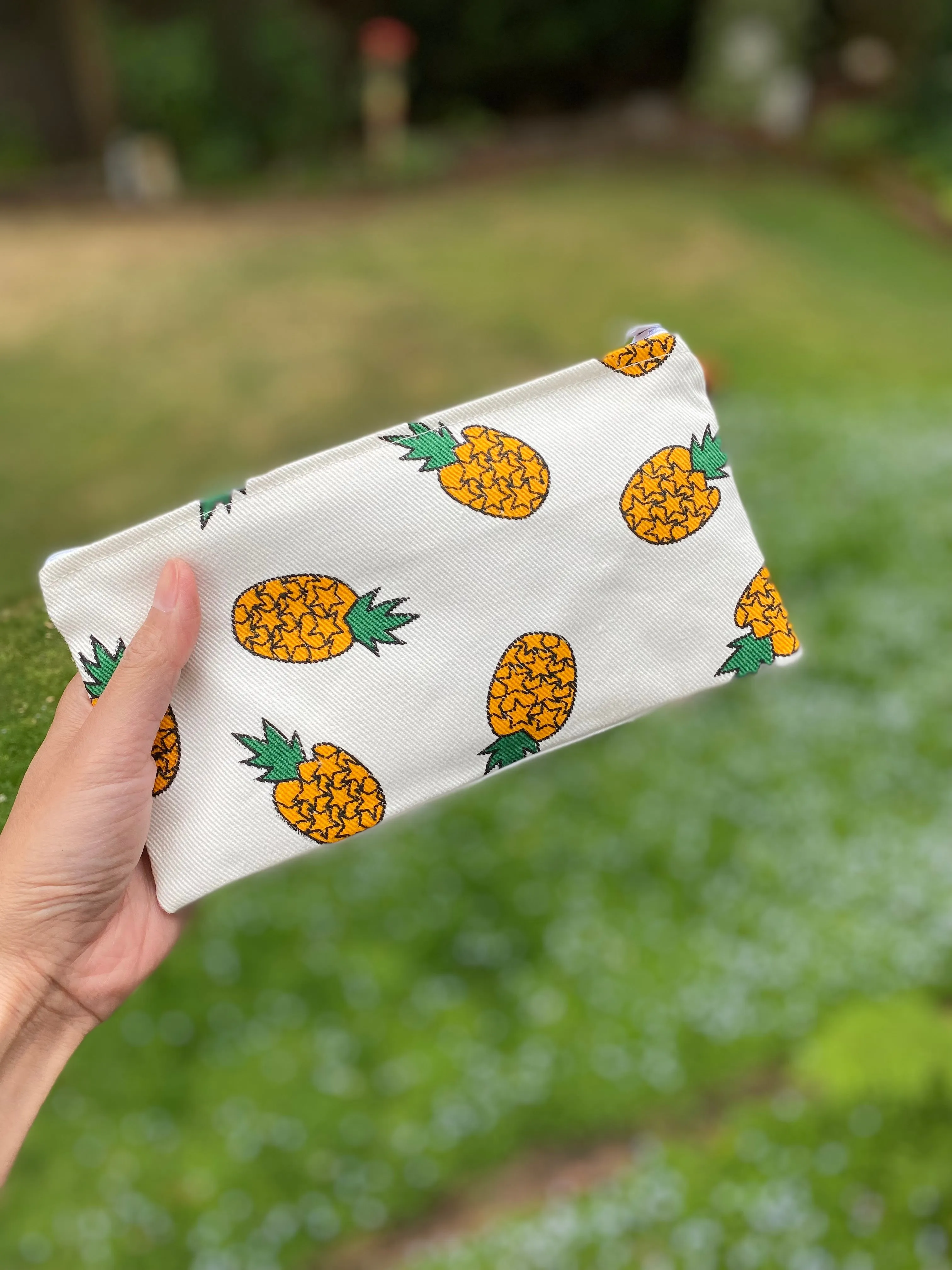 Large Handmade Cute Make Up/ Pencil Pouch with Wrist Strap