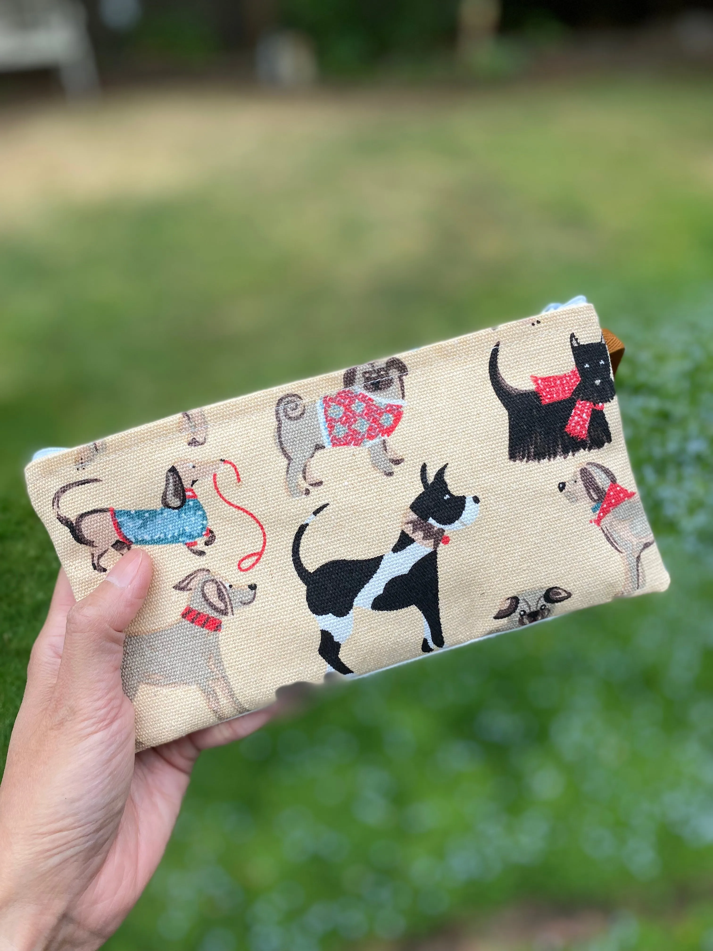 Large Handmade Cute Make Up/ Pencil Pouch with Wrist Strap