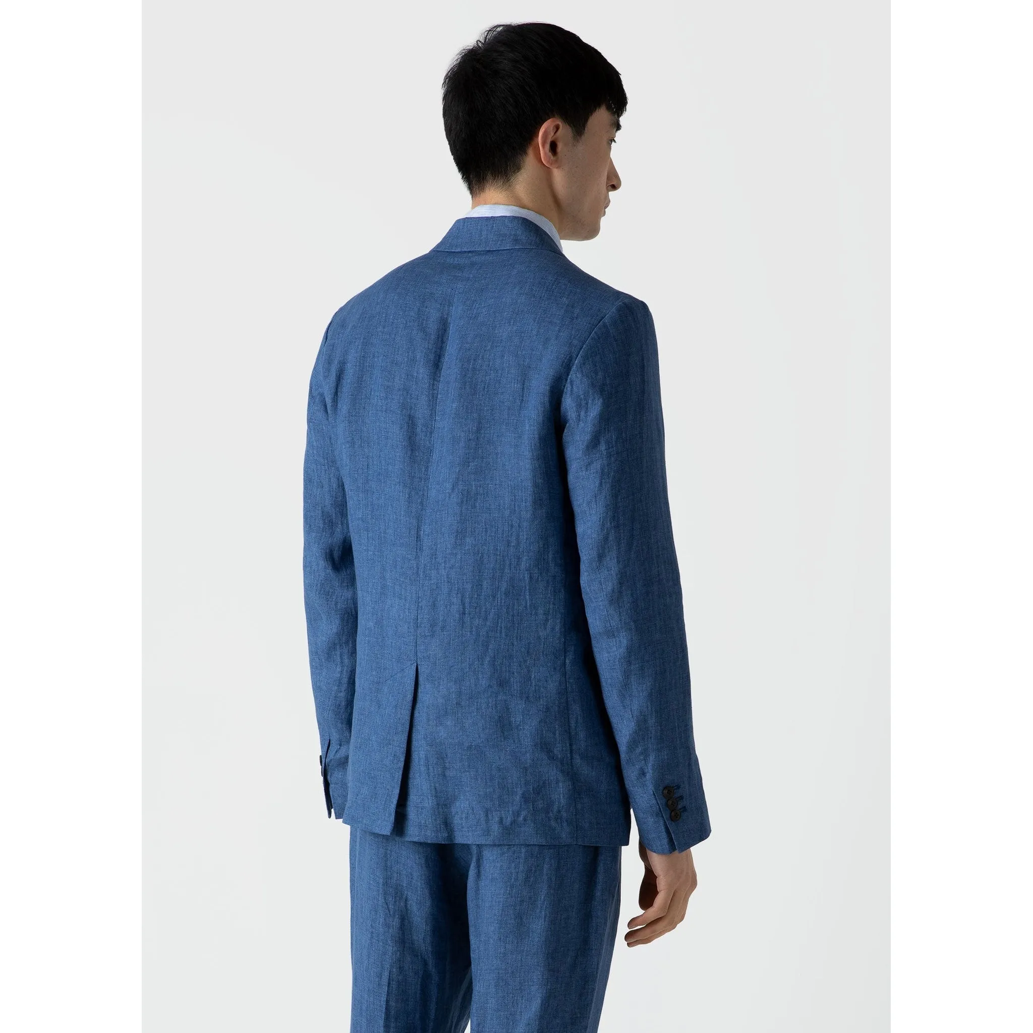 Linen Blazer | Men | Blue Melange