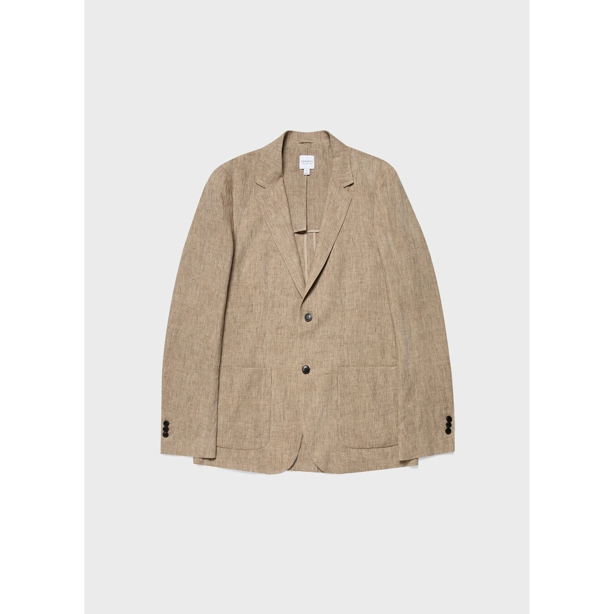 Linen Blazer | Men | Light Sand Puppytooth