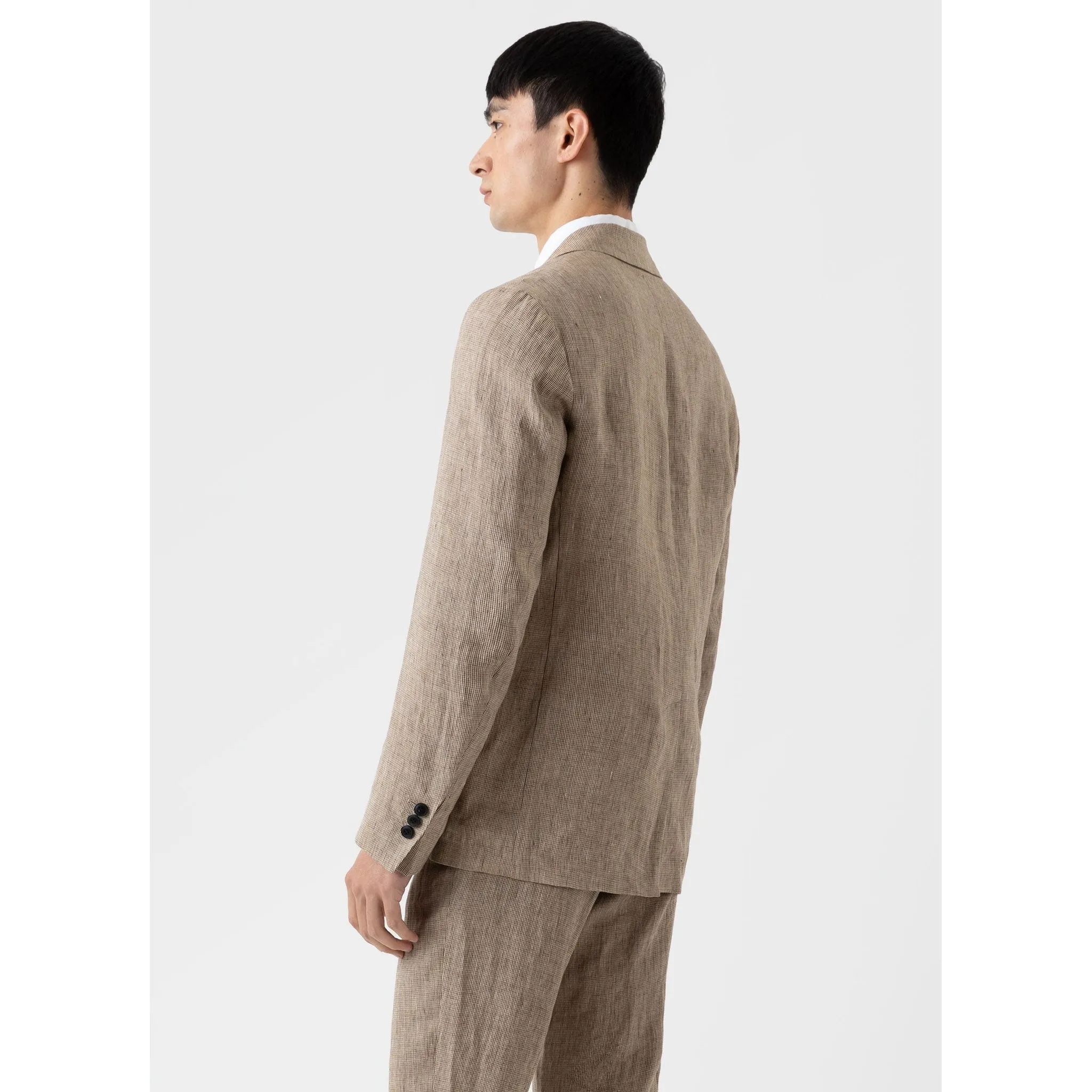 Linen Blazer | Men | Light Sand Puppytooth