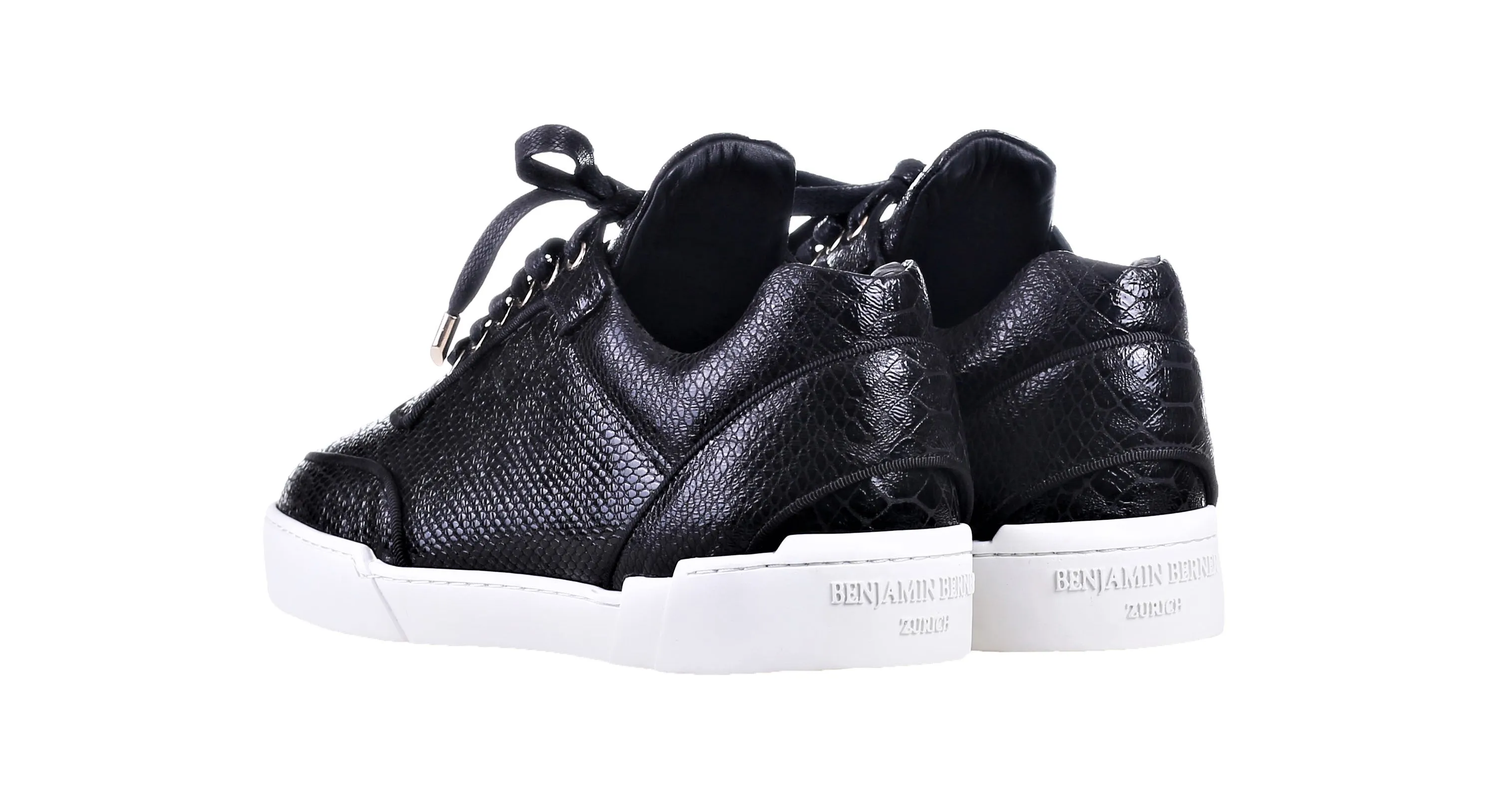 Low-Top Black Python Washed Calfskin Shoes