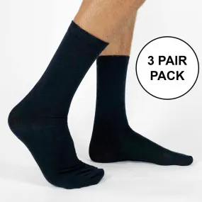 Men's Extended Size Flat Knit Cotton Dress Socks - Pack of 3