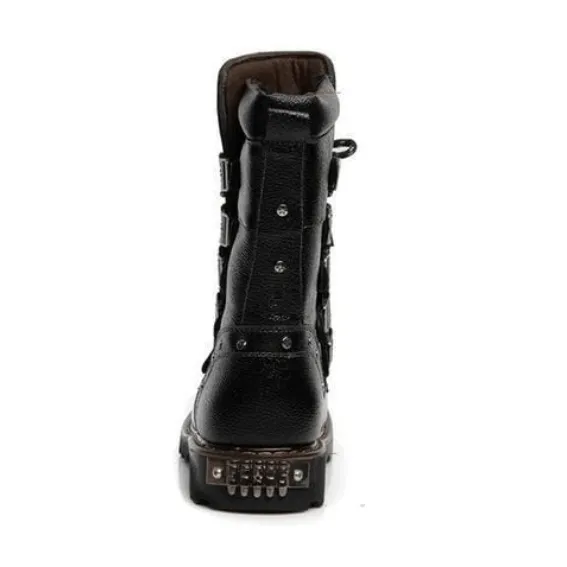 Men's Military Multi Buckles Boots Men Martin Boots Cowboy Boots