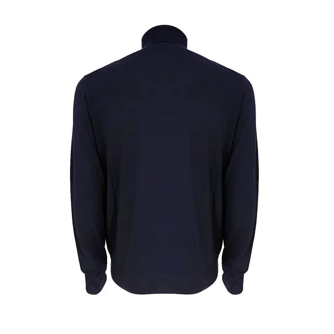 Merino wool men's turtle neck jumper blue