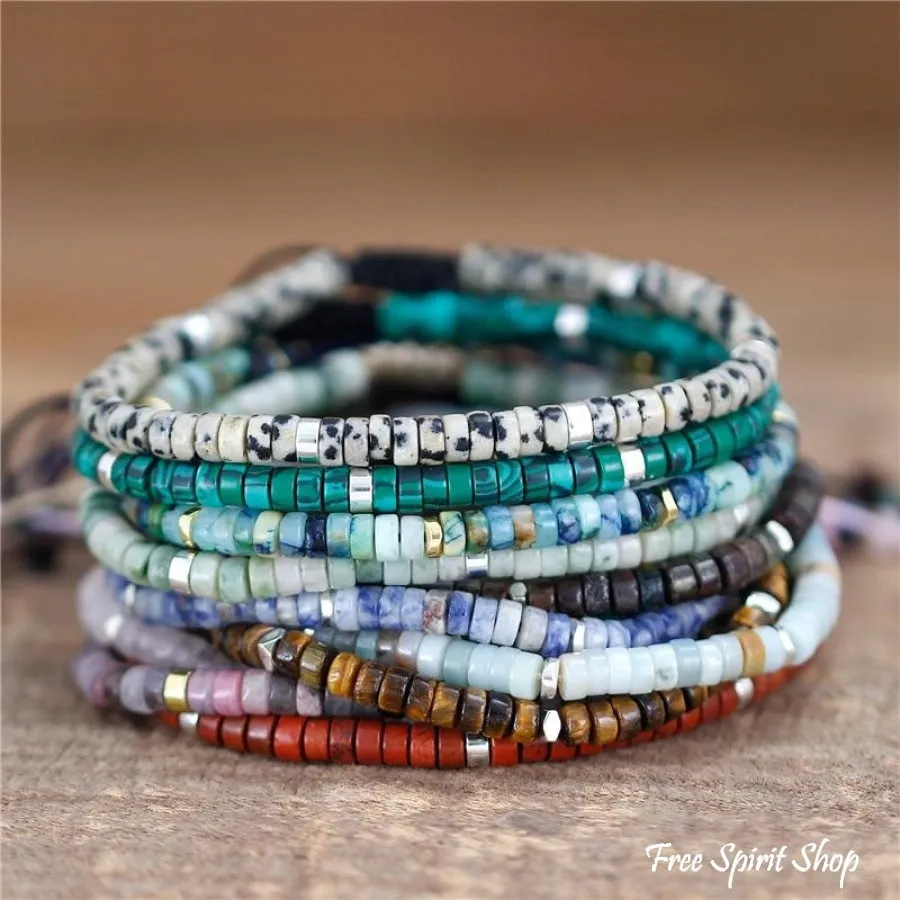 Natural Stone Bead Bracelets for Boho Style