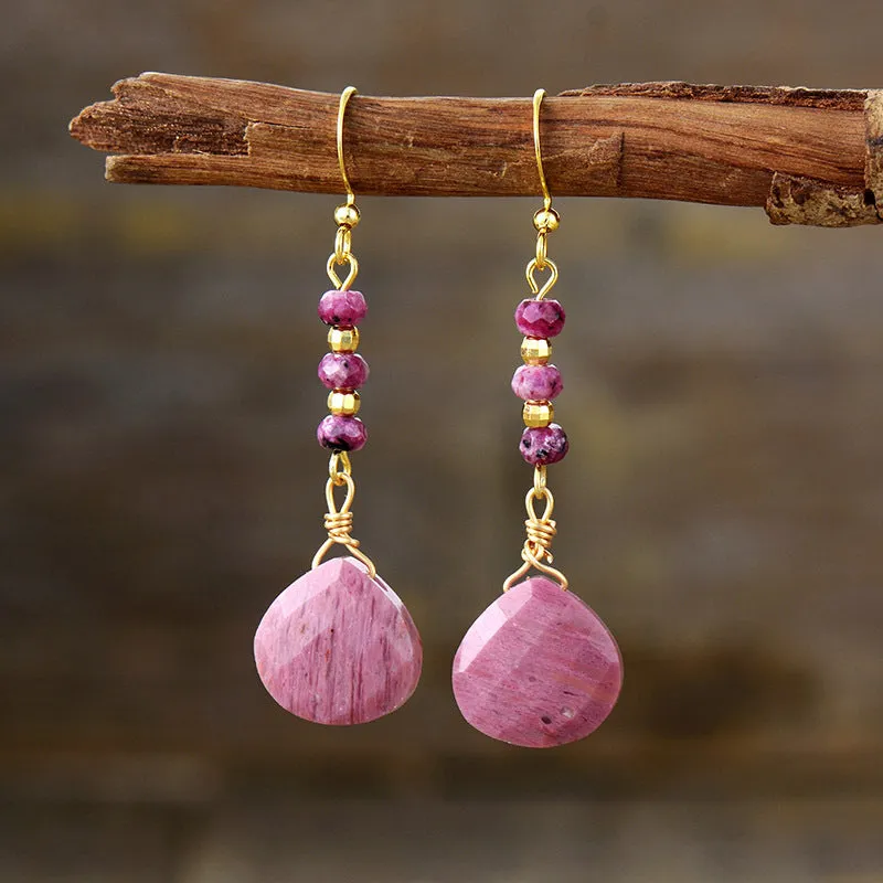 Natural Stone Bead Earrings