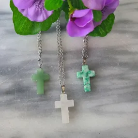 Natural Stone Cross Pendant