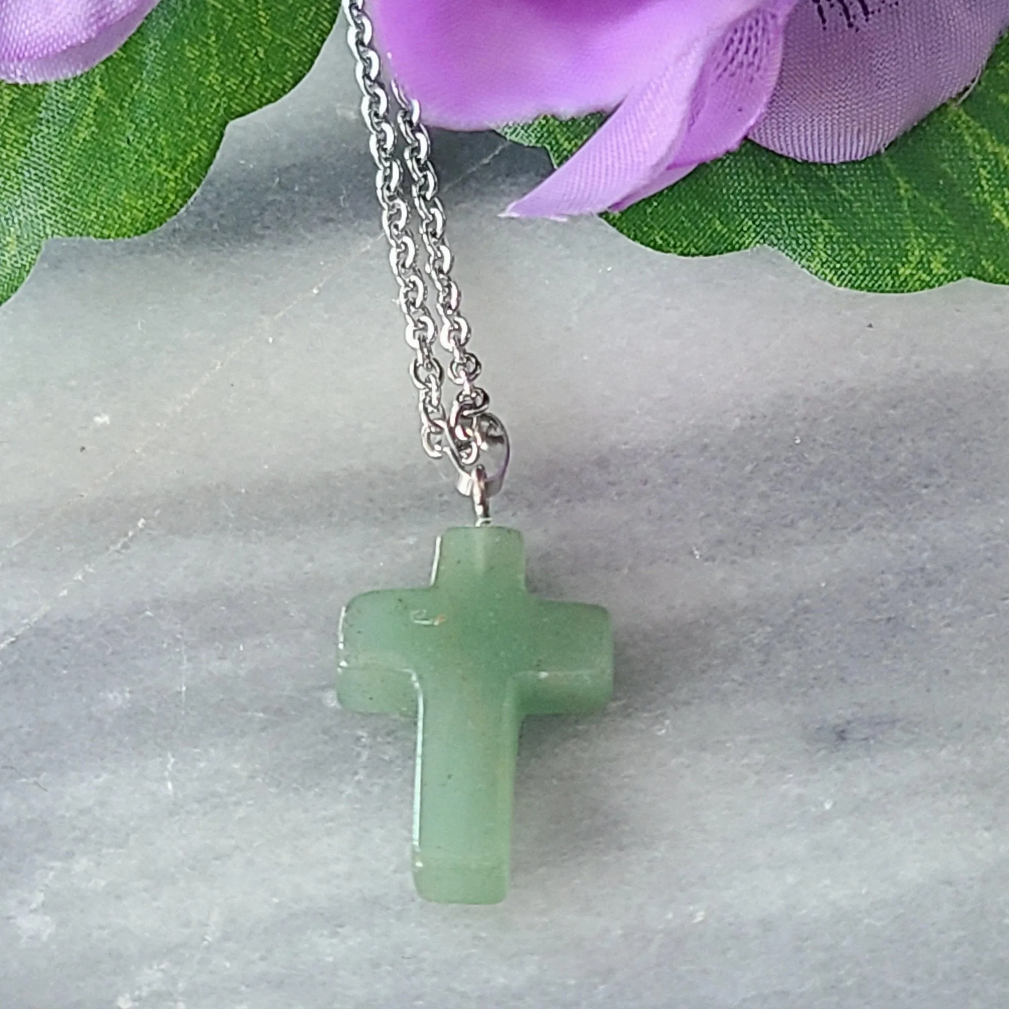 Natural Stone Cross Pendant