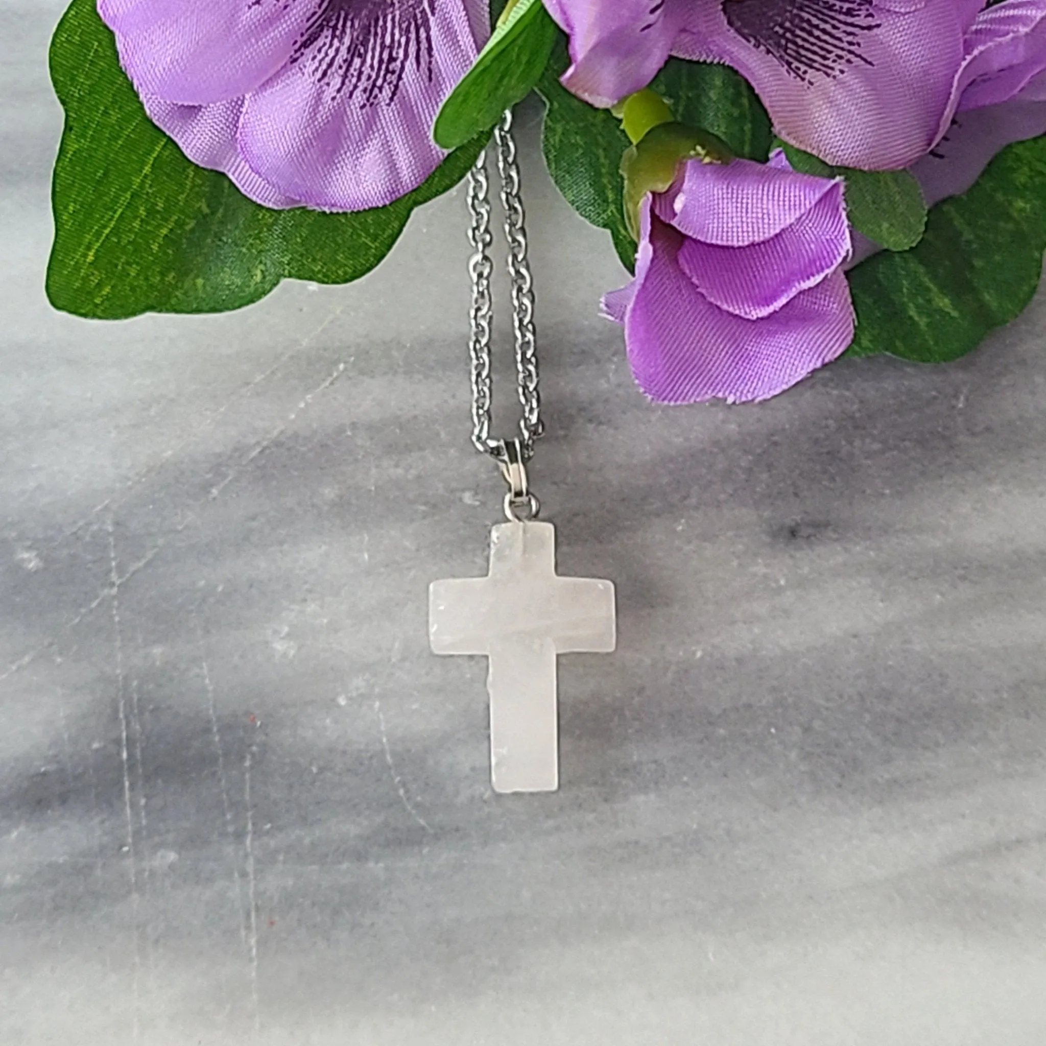 Natural Stone Cross Pendant