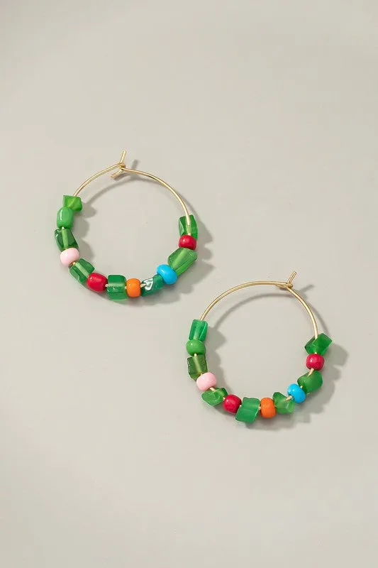 Natural Stone Hoop Earrings