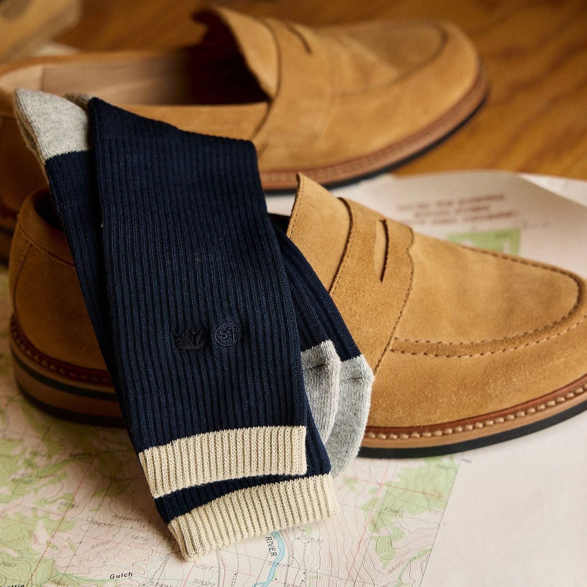 Navy Ribbed Sock