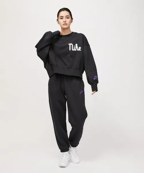 Nike Crew Neck Long Sleeves Plain Cotton Logo - Street Style