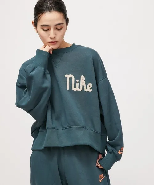 Nike Crew Neck Long Sleeves Plain Cotton Logo - Street Style