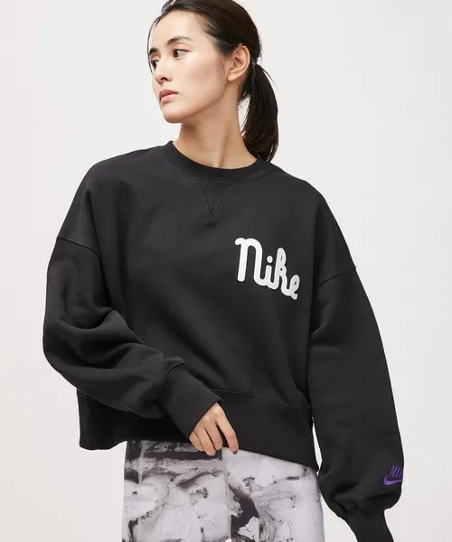 Nike Crew Neck Long Sleeves Plain Cotton Logo - Street Style