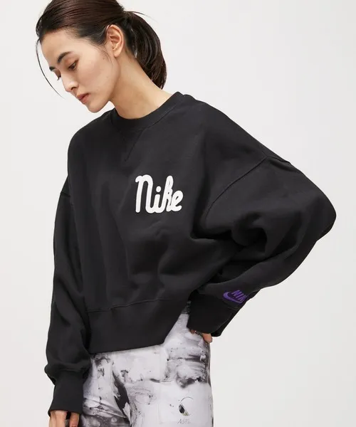 Nike Crew Neck Long Sleeves Plain Cotton Logo - Street Style