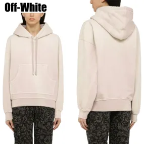 Off-White unisex cotton sweatshirt with long sleeves in street style. Features a plain design with logo.