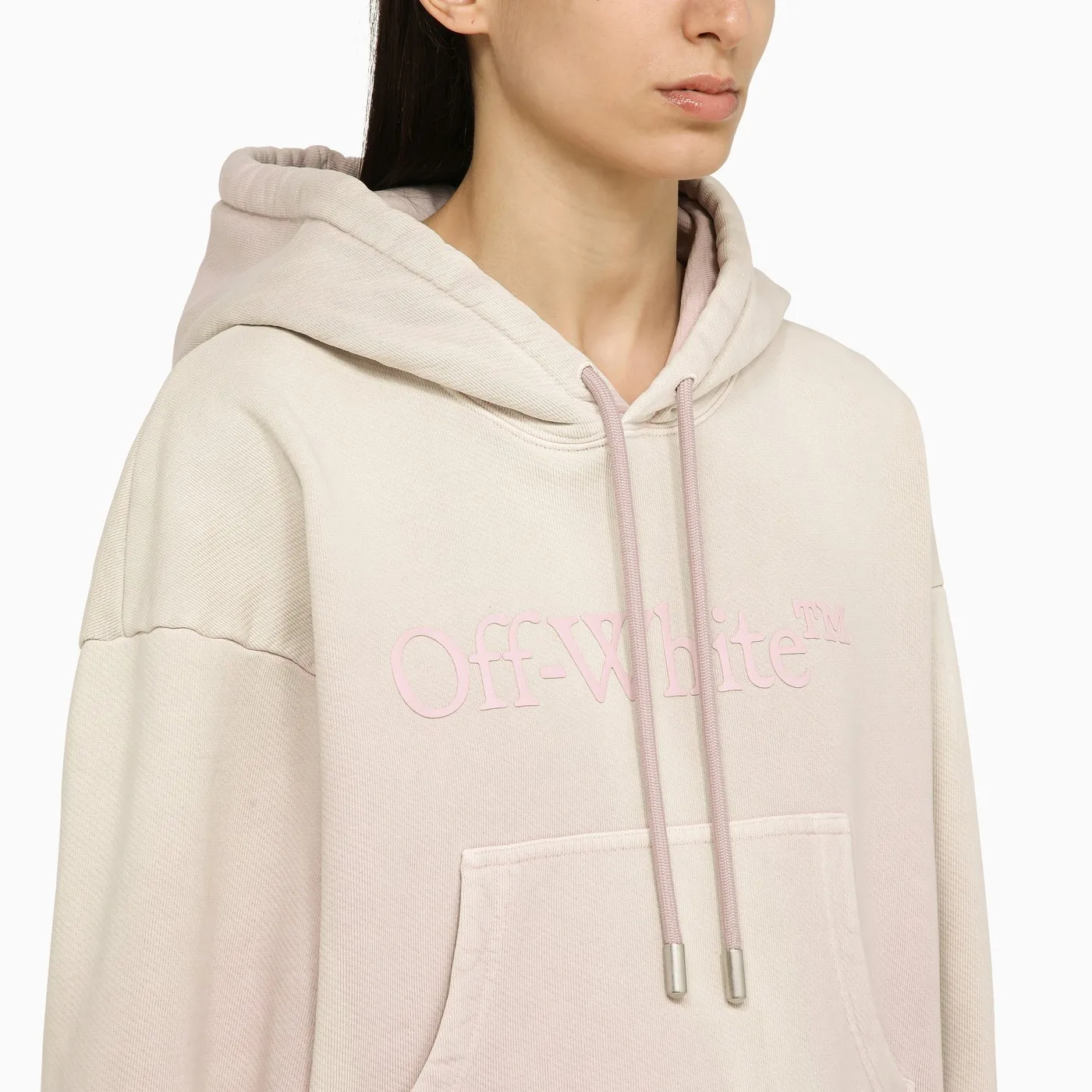 Off-White unisex cotton sweatshirt with long sleeves in street style. Features a plain design with logo.