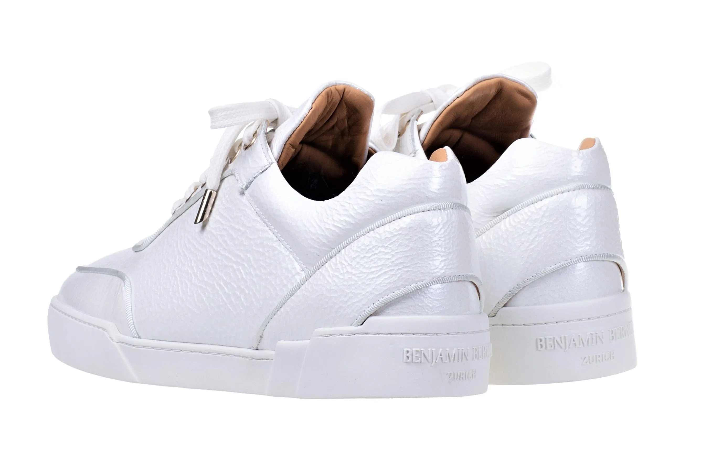 Off-White Washed Patent Calfskin Low-Top Shoes