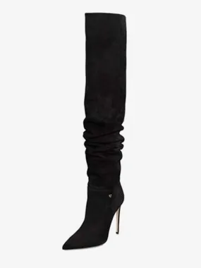 Over The Knee Boots For Women Black Pointed Toe Winter Boots Thigh High Boots