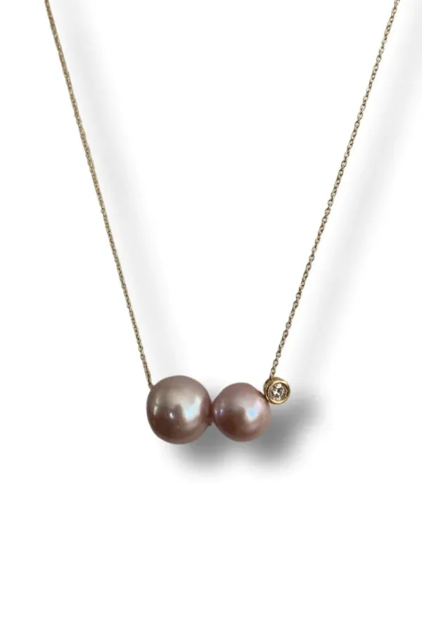 Paige Layne Natural Colored Fresh Water Pink Pearl Necklaces