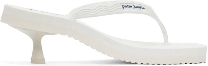 Palm Angels White Flip Flop Heeled Sandals