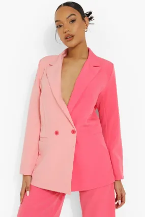 Pink Color Block Oversized Blazer