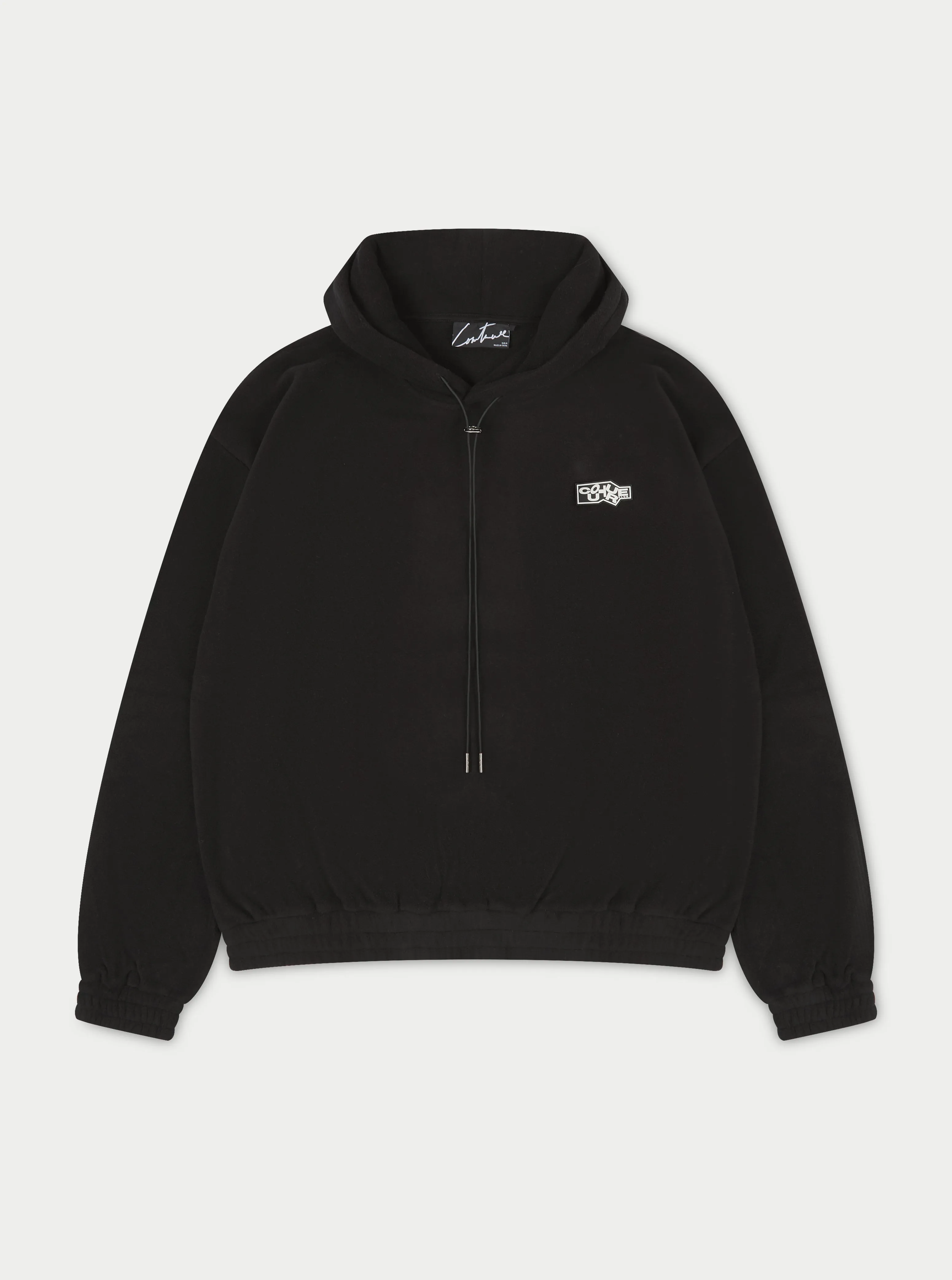 POLAR FLEECE RUBBER BADGE TRACKSUIT HOODIE - BLACK