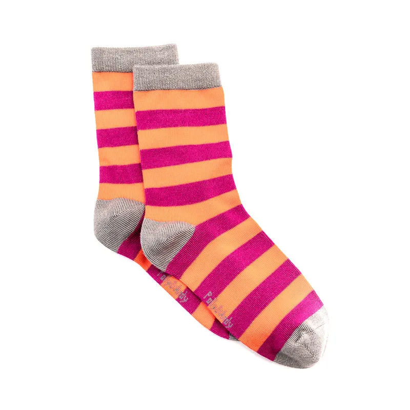 Polly & Andy Pink Purple Stripe Bamboo Socks