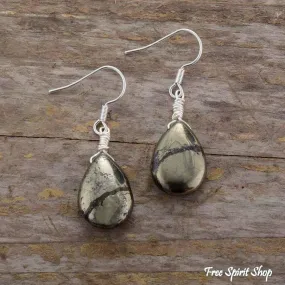 Pyrite Stone Teardrop Earrings