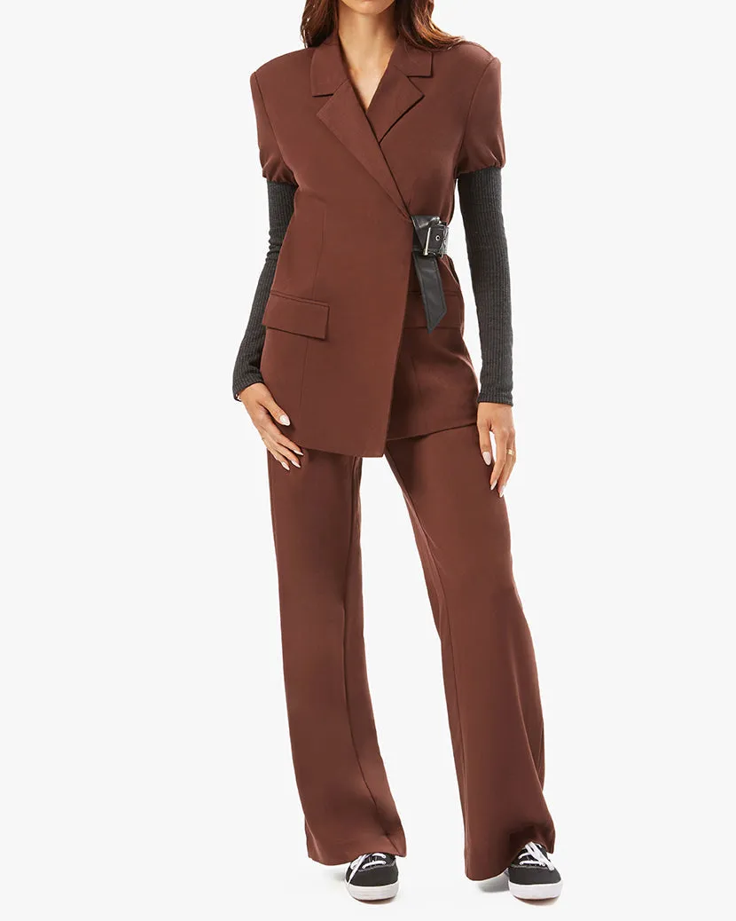 Rib Sleeve Suiting Blazer | Cacao Black