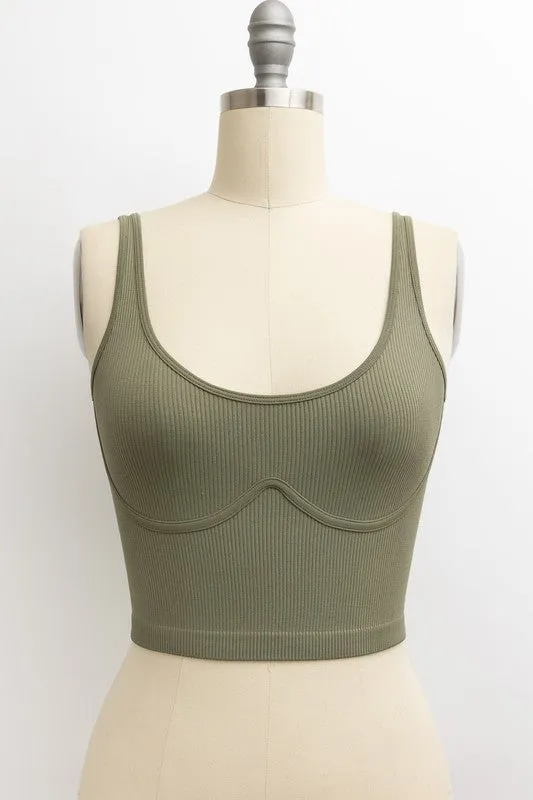 Ribbed Bralette Top with Underline Seams