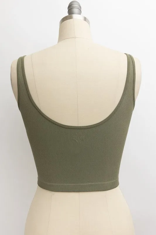 Ribbed Bralette Top with Underline Seams