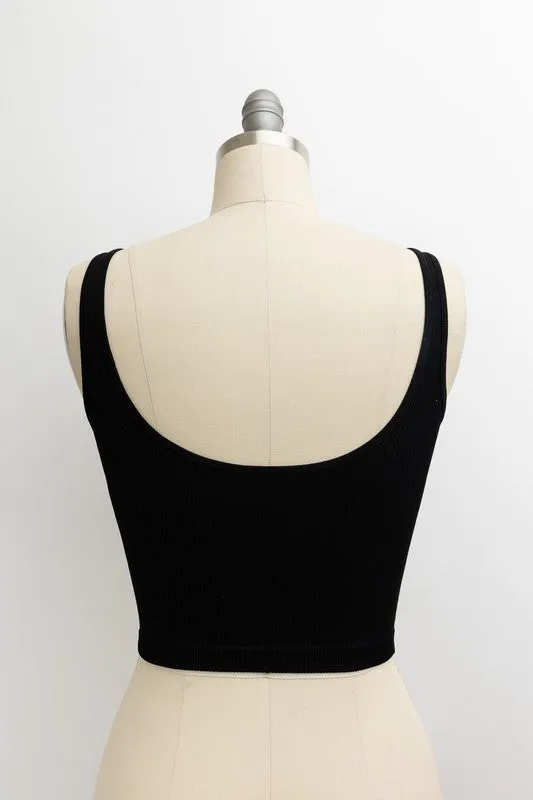 Ribbed Bralette Top with Underline Seams