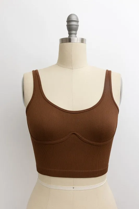 Ribbed Bralette Top with Underline Seams