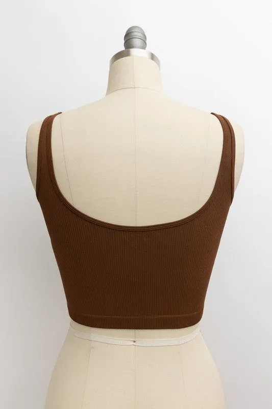 Ribbed Bralette Top with Underline Seams