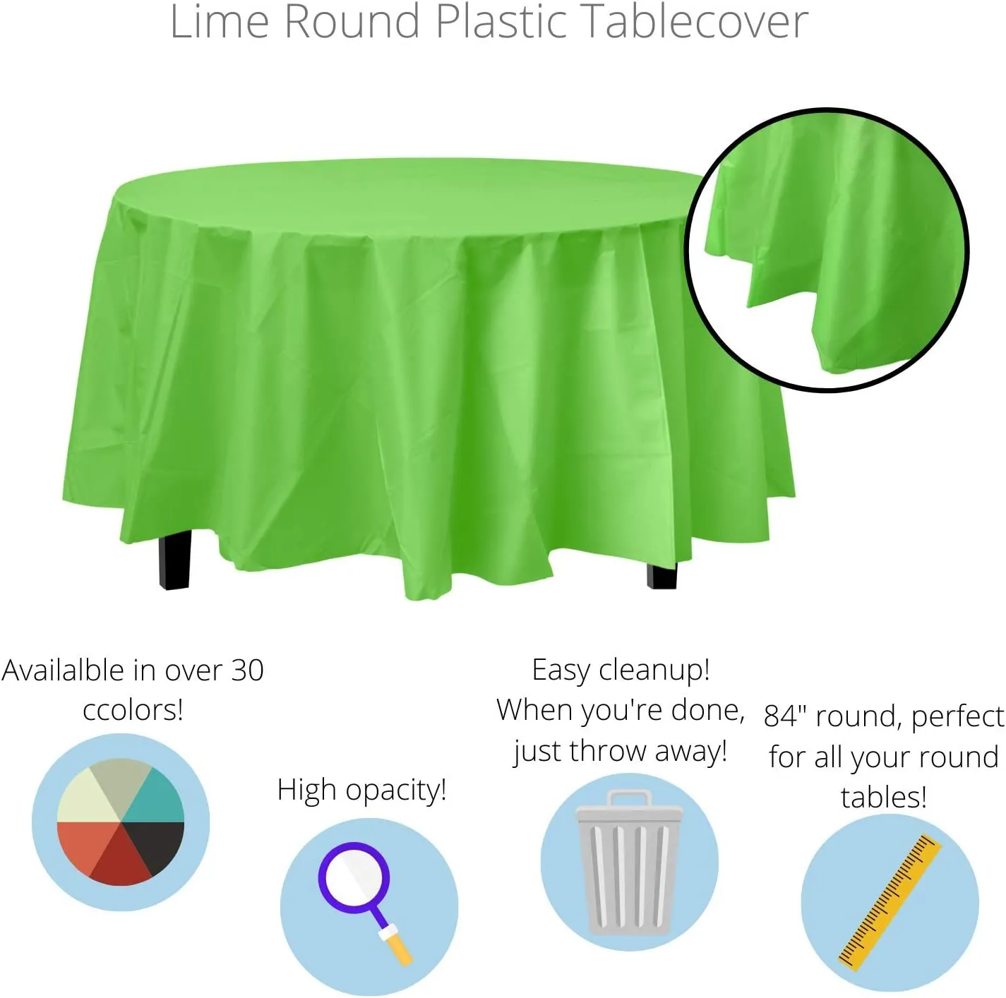 Round Plastic Tablecloth 84 inch