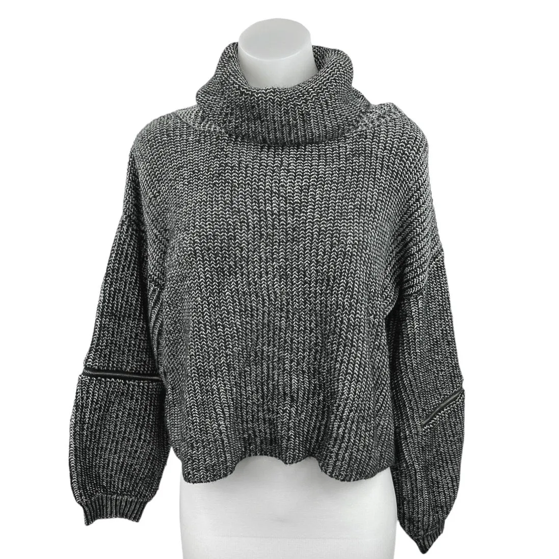 Rumor Boutique Women's Gray Pullover Long Sleeve Cowl Neck Knitted Sweater Top S